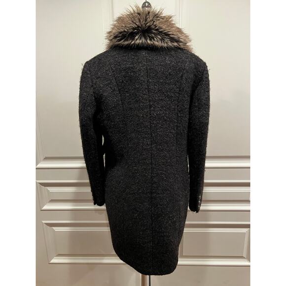 Coldwater Creek dark Gray Wool Blend Coat Removable faux fur collar M 10-12 CL - Picture 2 of 9